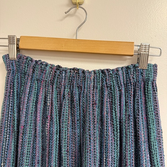 Vintage Handmade Woven Knit Ombre Pleated Elastic Waist Skirt S/M - Picture 6 of 8